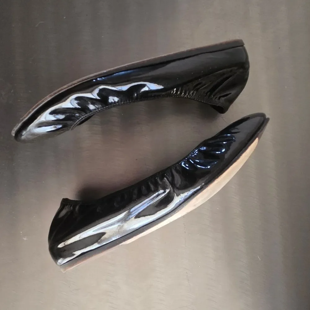 Lanvin Patent Leather Ballet Flats Round Toe Black Size 36 US 6